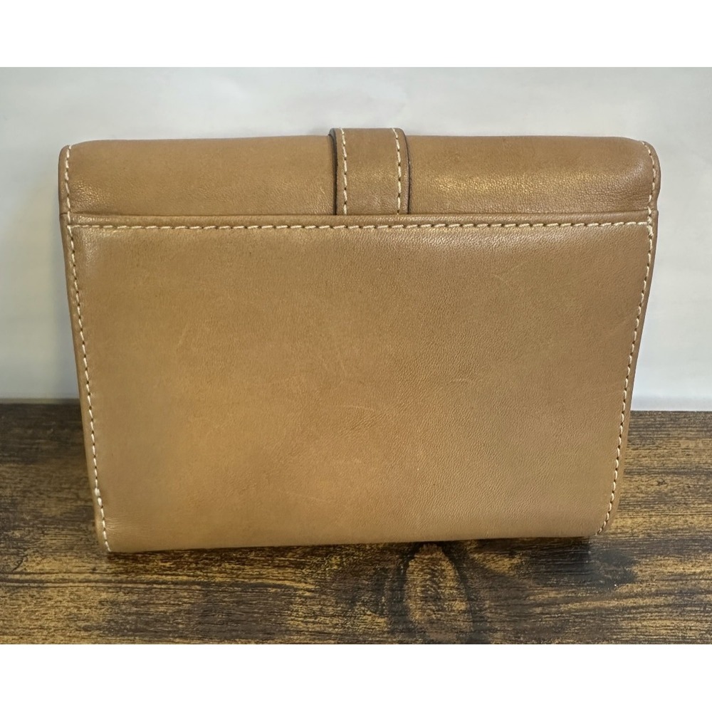 Coach Soho Buckle Trifold Wallet Saddle Brown Leather Deep Red Inner Vintage Y2K - Picture 8 of 16